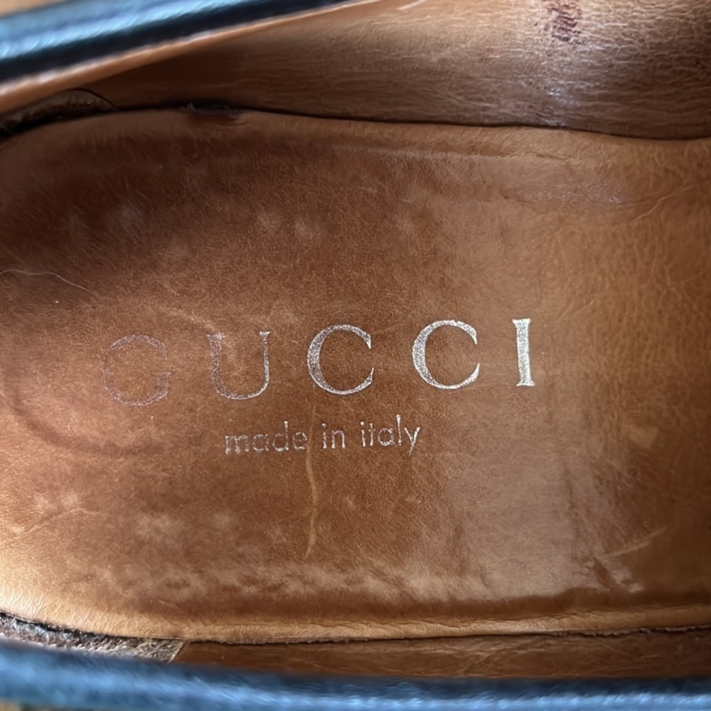 GUCCI Horsebit Mens Jasper Loafers Lug Sole Dress Shoe Black Leather 9.5 - Picture 15 of 16